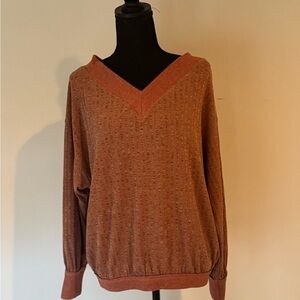 Hem & Thread V-Neck Sweater in Burnt Orange